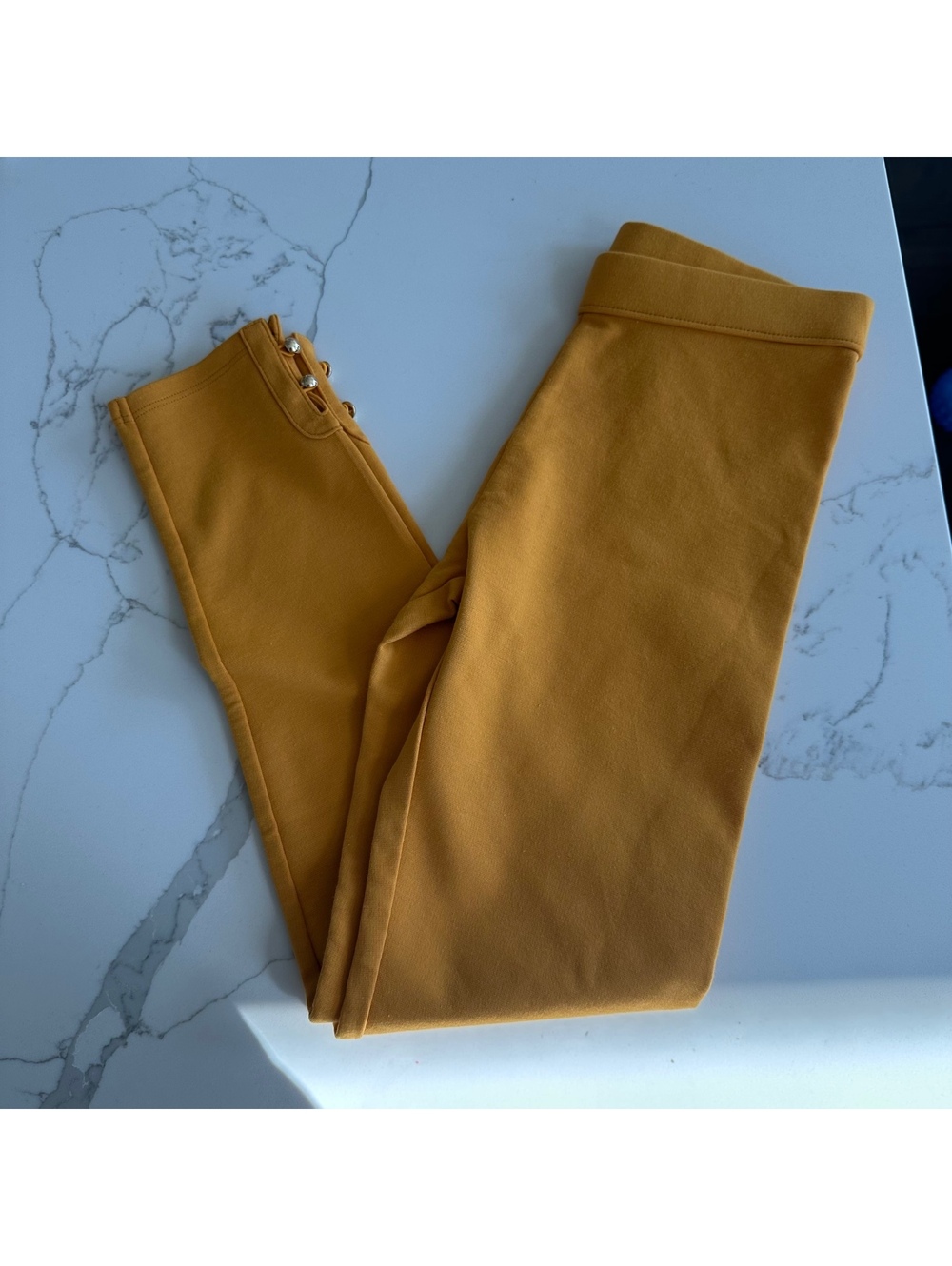 Janie and Jack yellow button cuff ponte pants NEW Size 10